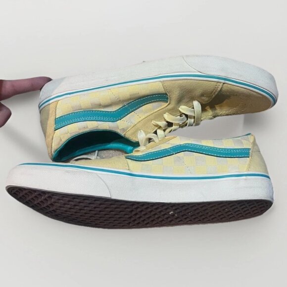 Vans SK8 Low Checkerboard Banana Cream Teal Shoes Mens 11 - Picture 2 of 10